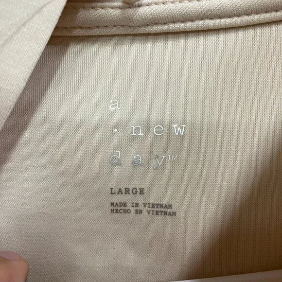 A New Day Women's Large Cream Double Knit Full Zip Hoodie Sweatshirt Long Sleeve - Picture 3 of 10